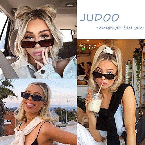 JUDOO Black Rectangle Sunglasses Women Trendy Retro Sunglasses 90s Vintage Cute Sunglasses UV400 Protection4