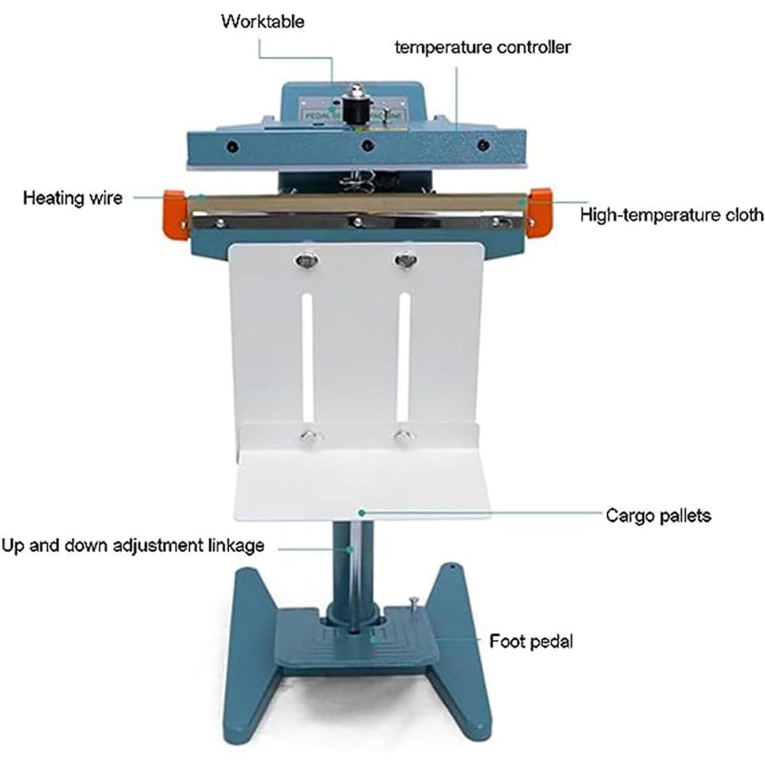 Sigillante a impulso a pedale con taglierina, chiusura a caldo da 300 mm per sigillatrice di sacchetti di plastica, sigillante ad impulsi commerciale per uso industriale