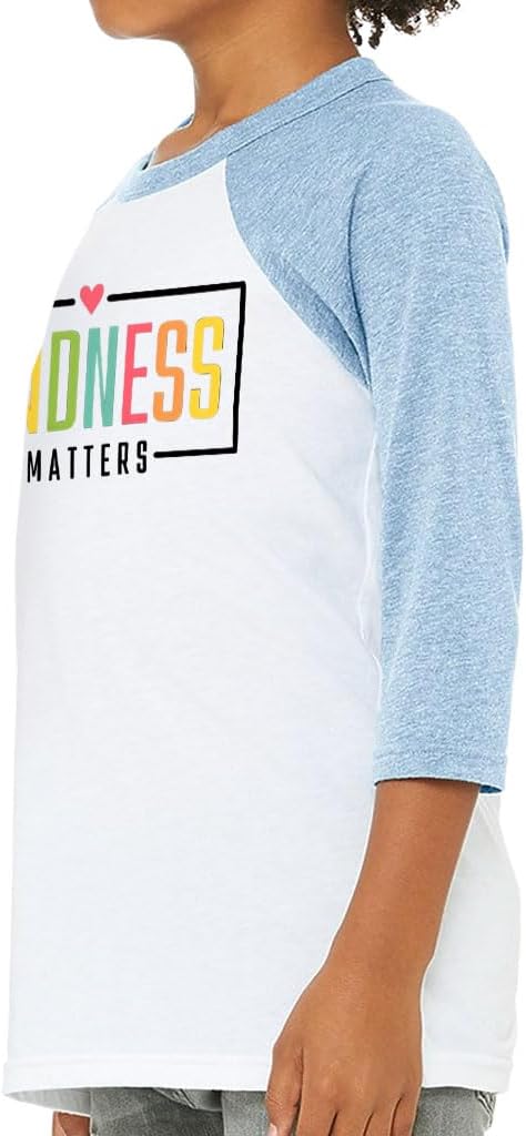 Kindness Matters Colorful Kids' Baseball T-Shirt - Cute Clothing - Inspirational Apparel
