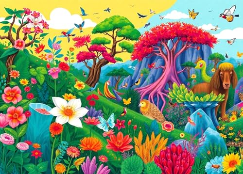 Bullglesup Puzzles for Adults 1000 Pieces, Meadow Animal Jigsaw with Poster Letter on Back, Unique Pieces Fit Well No Dust (27.5"x19.6")