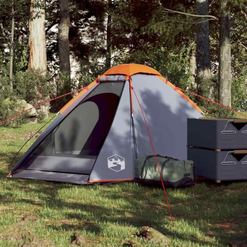 Tienda de campaña de cúpula para 2 personas, color gris y naranja, impermeable, con toldo extraíble y conexión E, ideal para tienda de campaña, tienda de campaña con toldo, tienda de campaña