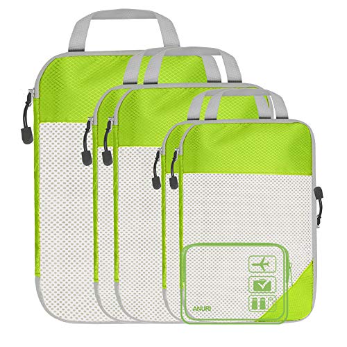 ANRUI Compression Packing Cubes for Travel, Expandable Storage Mesh Bags Luggage Organizers Accessories