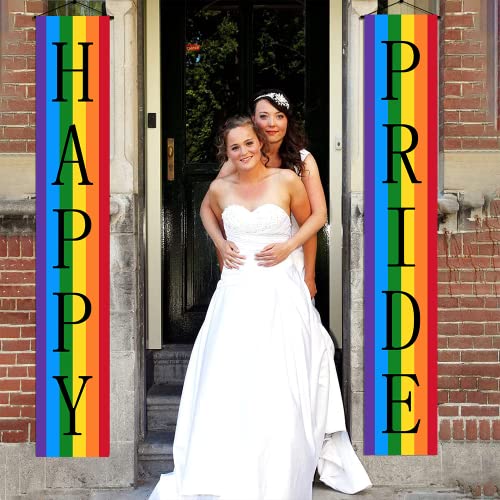 Pride Decoration Outdoor Happy Pride Banner Rainbow Decor Hanging Flag Pride Day Month Rainbow Party Backdrop And Supplies 12 X 70 Inch #TOP3