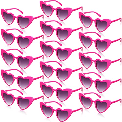 Flutesan 16 Pairs Heart Shaped Sunglasses Retro Cat Eye Shaped Sunglasses Heart Clout Glasses for Women