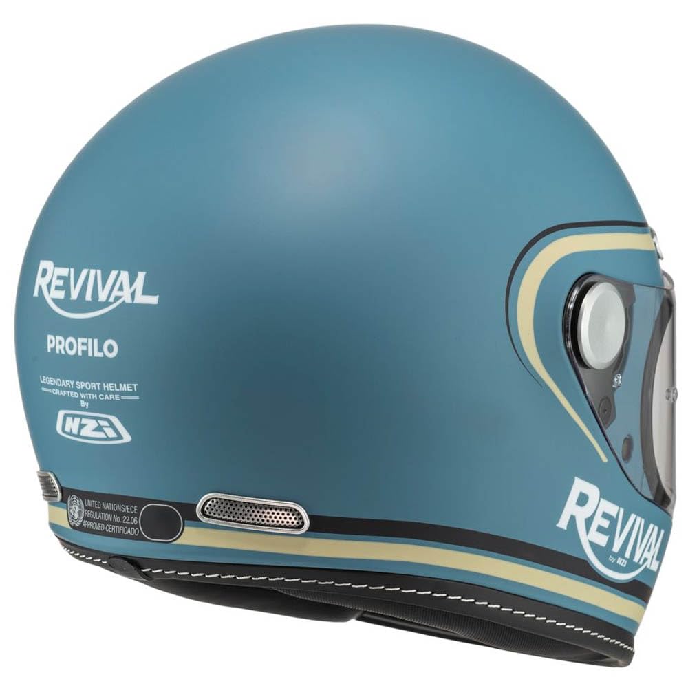 NZI Casco de Moto Integral Vintage Clásico Skyblue | Unisex Hombre y Mujer