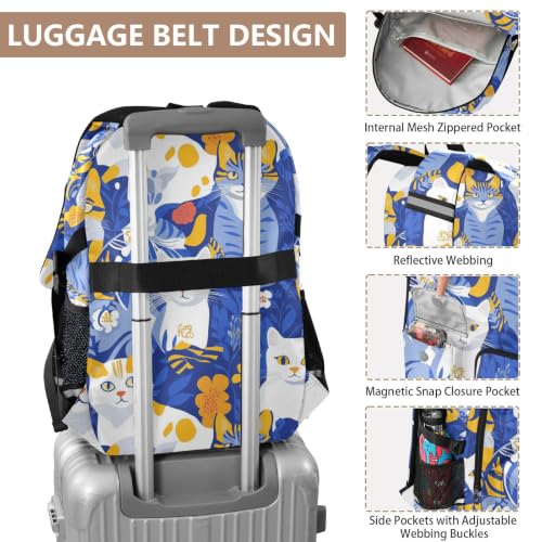 Mochilas para laptop con estampado exclusivo de gatos American Shorthair color azul real 4