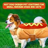 Haustier Hot Dog Kostüm Hamburger Design Hund Kleidung Haustier Halloween Cosplay Outfit Weihnachtsfeier Dress Up für Welpen Kätzchen(M)