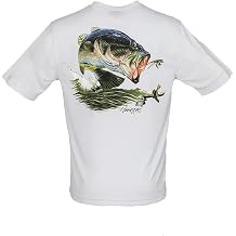 Bimini Bay Outfitters Hook M Performance Short Sleeve Fishing Shirt with with UPF Protection, Bass Microchip