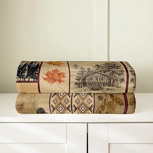 Kids Cabin Deer Flannel Fleece Throw Blanket Farmhouse Duck Printed Fuzzy Blanket For Sofa Couch Teens Bedbotanical Leaf Downtown All Season Bed Blanket Plaid Yellow Plush Blanket Throw 50"X60" #TOP3