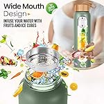 Aqulea Glass Water Bottles 32 Oz with Silicone Sleeve - BPA Free Reusable Wide Mouth Glass Motivational Water Bottles with Fruit Infuser – Leak Proof Borosilicate Water Bottle with Time Marker (Green) - Image 2