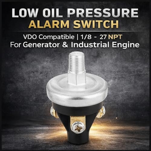 AUNMAS Low Oil Pressure Alarm Switch, 1/8-27 NPT Thread Adjustable Switch, 3-Point Wiring Compatible Analog Sensor for Generator and Industrial Engine