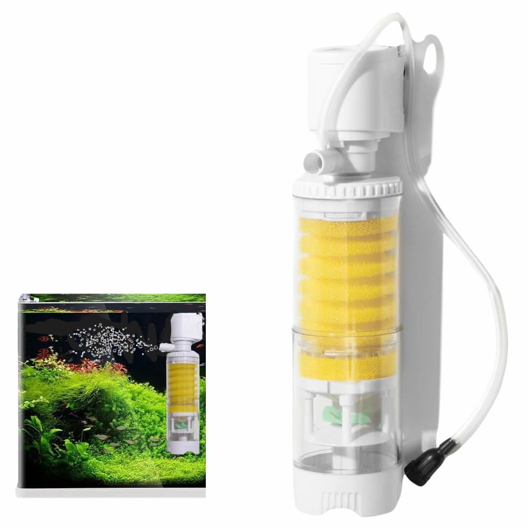 Premier Plants Aquarium Internal Liquid Filter Double Sponge For Fish Tank Filtration Both Fresh And Sea Water Appliances(Jy-1900F)Random Color(Black Or White)