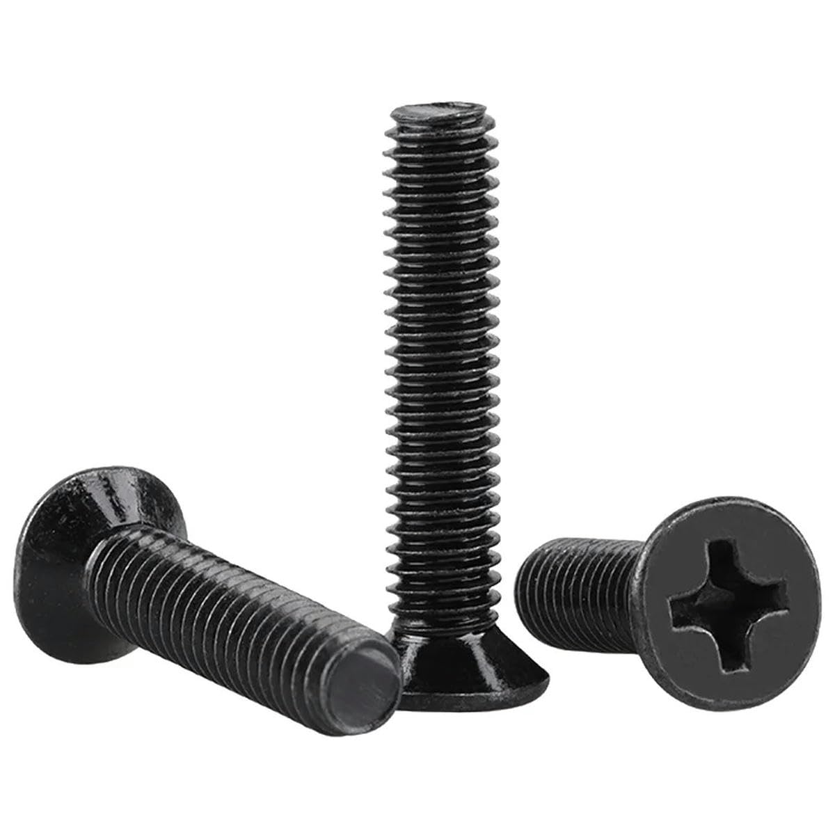50 Stück 304 Edelstahl M1,6 M2 M2,5 M3 M4 M5 M6 M8 Schwarze Kreuzschlitzschraube mit flachem Senkkopf GB819 verlängert-M2 (50 Stück)-25 mm