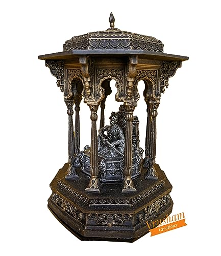 Image of Chatrapati Shivaji Maharaj Statue Murti in Meghdambari with LED Light (1 Feet) Polymarble (Copper Shade)