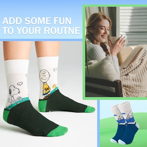 Peanuts Snoopy Womens Calf Socks, Soft Breathable Funny Pack of 63