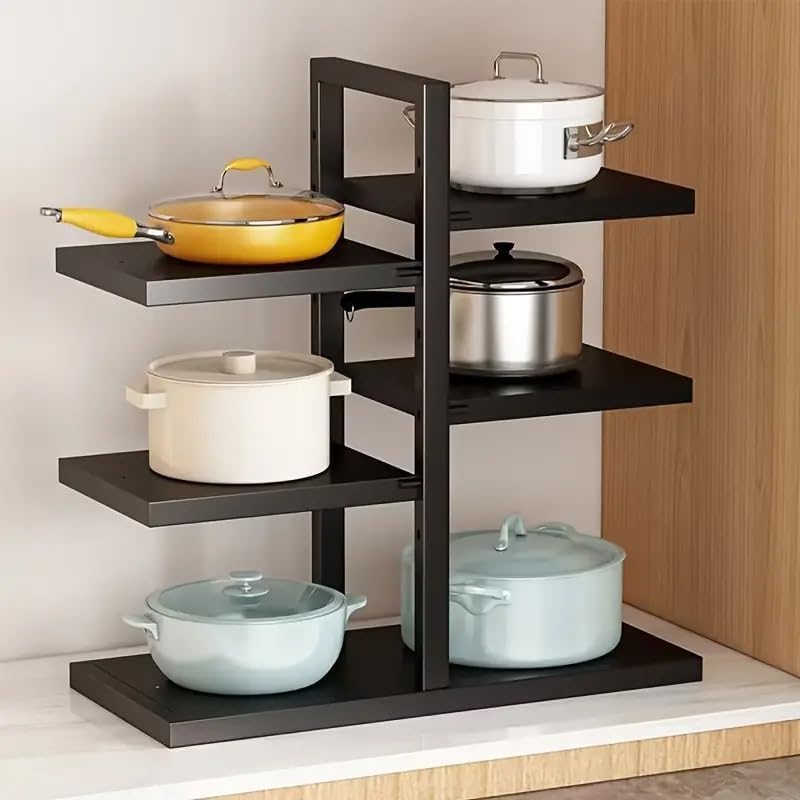 Image of 6 Tier Pots and Pans Organizer for Cabinet, Heavy Duty Pot Pan Rack under Sink Organizers and Storage，Kitchen Cabinet Organizer with (6 Tier)