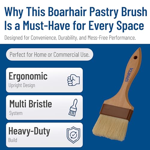 Image of SPARTA Kitchen Basting Brush - 4037500 Basting Brush for Cooking Flat Boar Bristle Brush, Hardwood Handle for Kitchens, Restaurants, Catering, High Heat Food Prep, 3in, Pack of 12