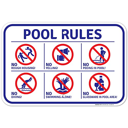 Cartel de reglas para piscina de aluminio 12x18 pulgadas miniatura 1
