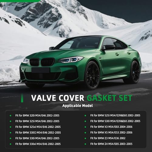Image of Valve Cover Gasket Set VS50631R for BMW M54 2002-2006, for E36 E39 E46 E53 E60 E83 E85 320i 325i 325xi 330i 525i 530i X3 X5 Z3 Z4, Replace 11121437395 11120030496 11129070990, 18 PCS