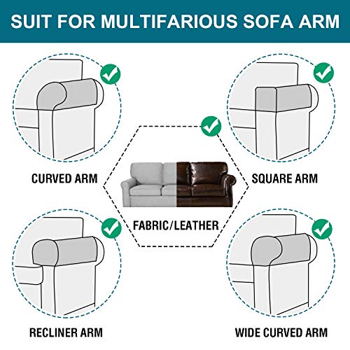 Turquoize TQBLG2-ARMREST-BRONZEGREEN Stretch Armrest Covers For Chairs And Sofas Couch Arm Covers For Sofa Spandex Jacquard Armrest Covers Anti-Slip Furniture Protector Armchair Slipcovers thumb #4