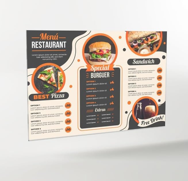 Funda de Metacrilato DIN A4 Horizontal con Bi-Adhesivo – Soporte de Pared Transparente para Carteles