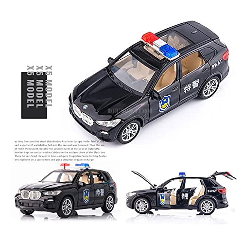 Image of DEUSON ECOM 1:32 Police Toy Car for Kids Diecast Metal Model Cars for Boy Police Car Light Sound Pull Back Openable Door
