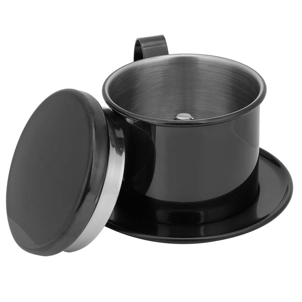 Filtro de café vietnamita,filtro de café compacto filtro de goteo de café de acero inoxidable para café hecho a mano (negro brillante)