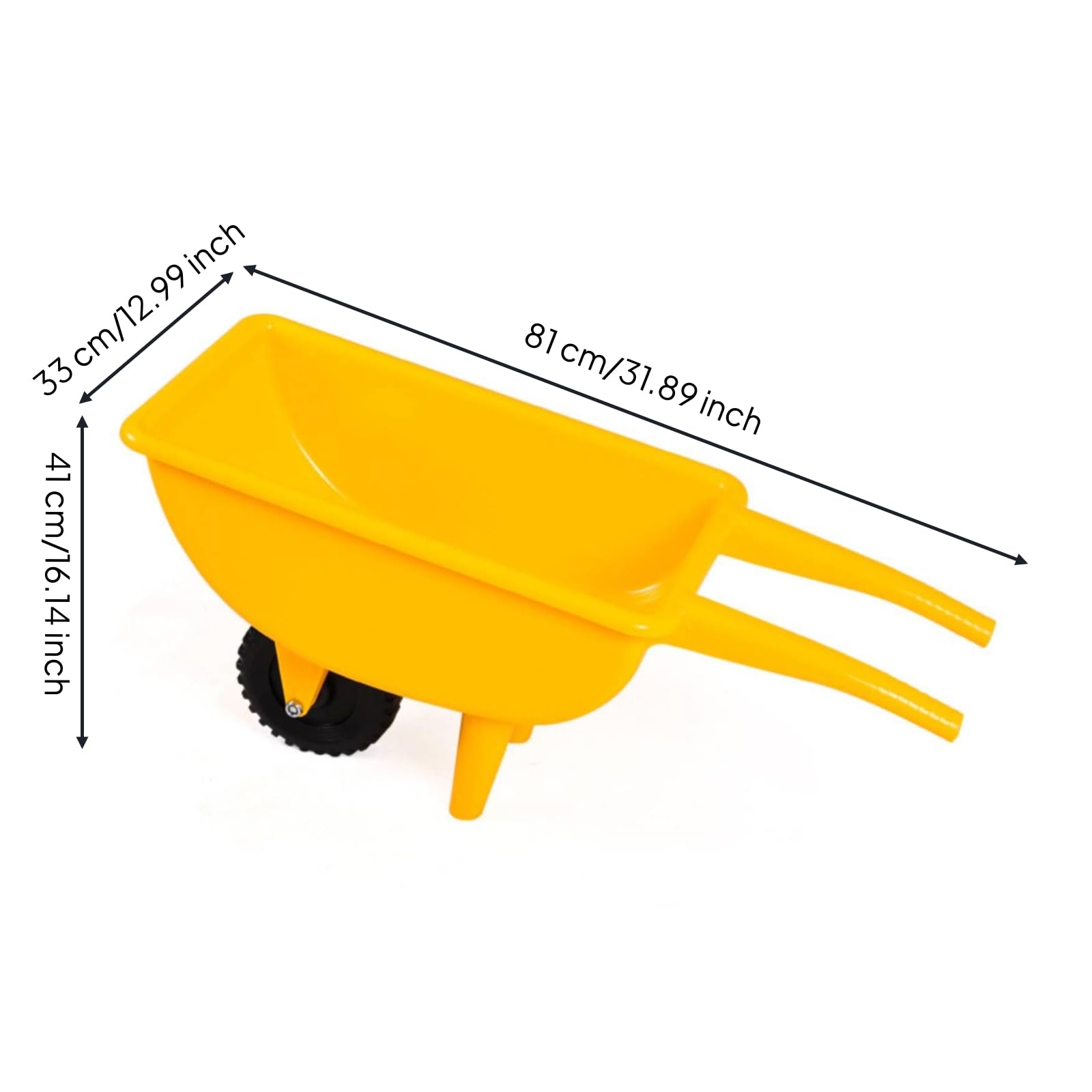 Gralara Brouette Jardinage Jouet Coloré Brouette en Plastique Lavable pour Enfants, Jardin, Jaune