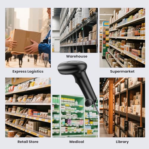 Image of HIROBOT USB Wired 2D /1D Barcode Scanner with Stand, Handheld Barcode Reader Compatible with QR Code & Barcode, Button Scan /Induction and Continuous Automatic Scan, with BIS & 1 Year Warranty