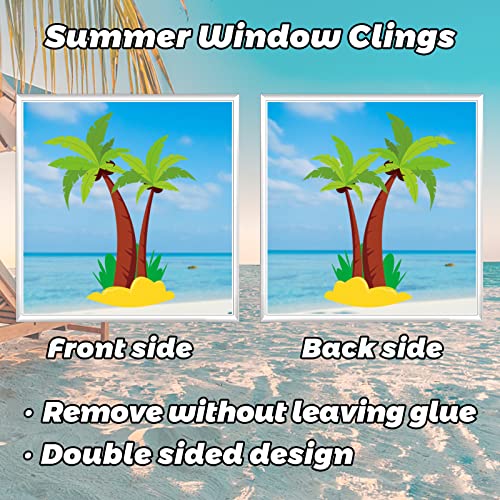 Image of 134PCS Summer Window Clings,Reusable Double-Sided Spring Summer Window Stickers,Reusable Static Beach Clings,Vibrant Seasonal Window Decals for Tropical Home Decor (9 Sheets)