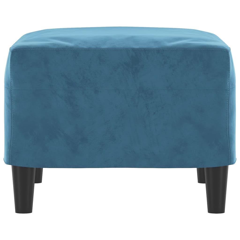 Poggiapiedi in velluto blu, 60 x 50 x 41 cm, comodo pouf per soggiorno e camera da letto, sgabello robusto con morbida imbottitura, design flessibile come seduta aggiuntiva
