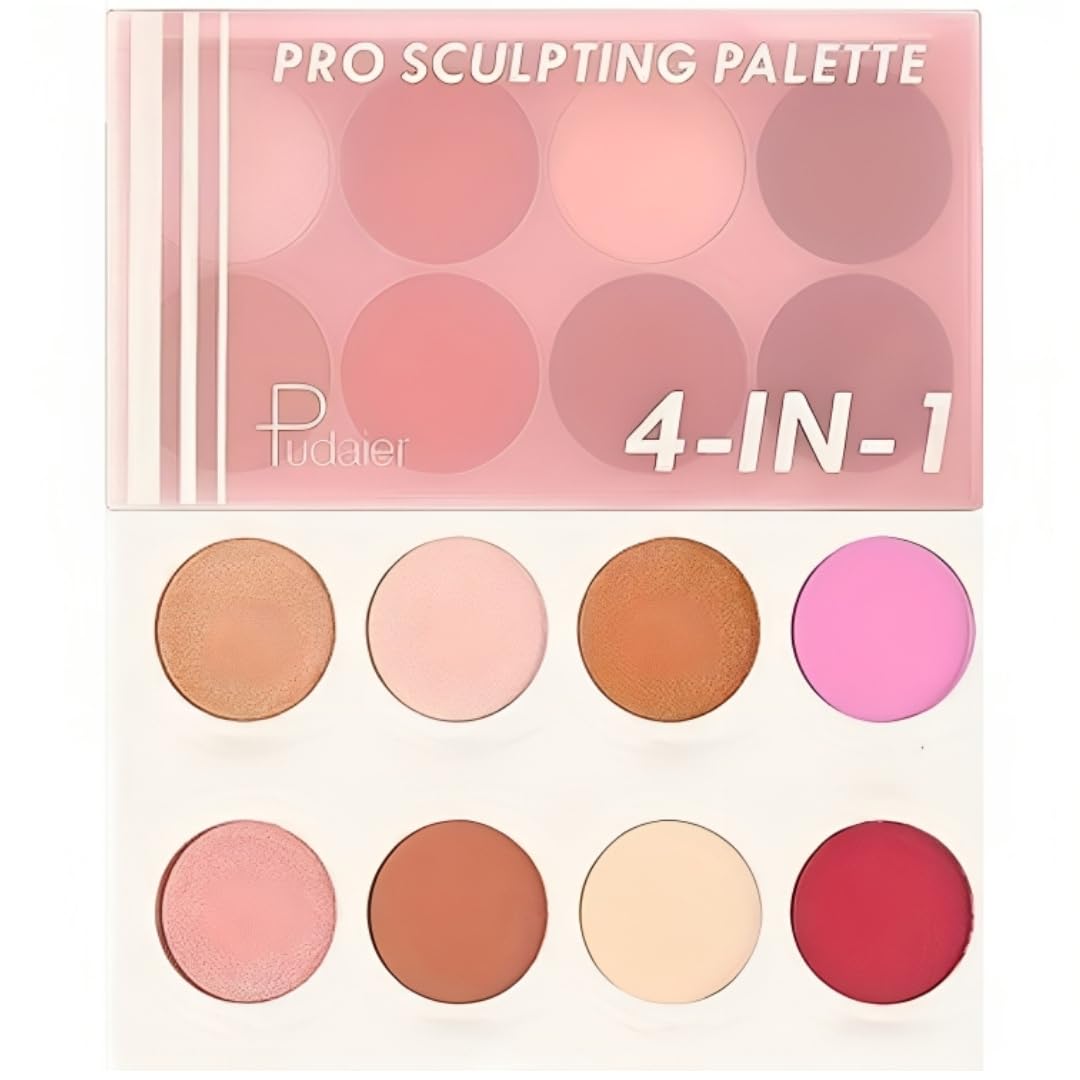 NIKITA.VIVIPro Sculpting Palette | 8 shades 4 in 1 with Bronzer Highlighter Blush & Eyeshadow Palette | Highlighting Contouring Blusher Palette | Face Contour Palette, Face Sculpting Palette | 8gx8