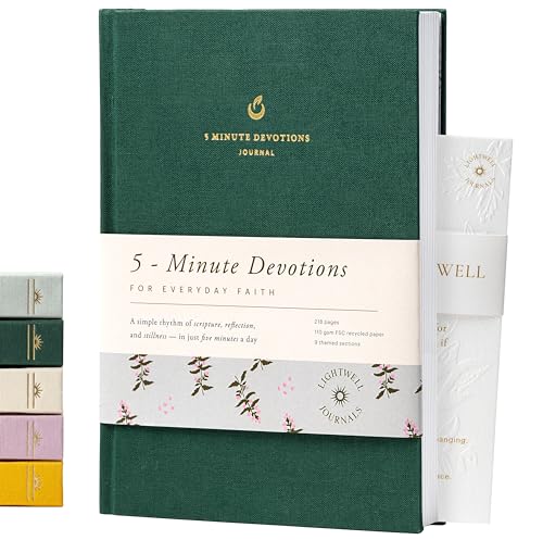 Lightwell Journals 5-Minute Devotional Journal for Women: Daily Christian Scripture Reflections Guided Prompts & Prayer | Build Faith in Just 5 Minutes a Day (Forest Green)