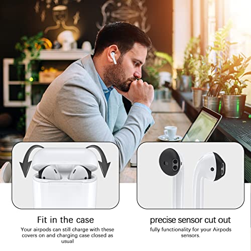 Toluohu Airpods Case, 12 In 1 Silicone Airpods 1&2 Accessories Set Protective Cover, Skin For Apple Airpods Charging Case, Watch Band/Airpods Tips/Strap/Holder/Ear Hooks/Keychain/Carrying Box(Black) #TOP4