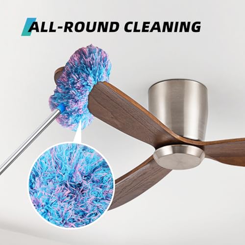 Image of DRQ Ceiling Fan Cleaner Duster, 2 Pack Reusable Microfiber Duster with Extension Pole, 13 to 50 Inch Fan Blade Cleaner, Removable Dusters for Cleaning Walls Bookshelves Door Window Top (Blue Pink)