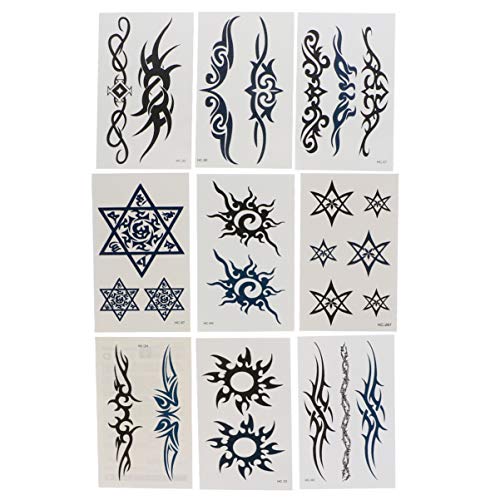 Lurrose 36 Pcs Halloween Tatouages ??Temporaires Totem Tribal Autocollant De Tatouage Body Art Maquillage Faux Tatouage Fournitures De Fête Pour Hommes Femmes Robe Costume (Couleur