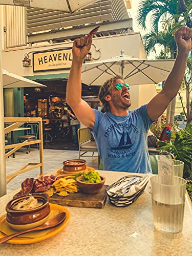 Crazy Dog T-Shirts Mens Prestige Worldwide T Shirt Funny Cool Boats and Hoes Graphic Humor Tee (Heather Light Blue) - XL