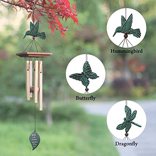 Image of ASTARIN Hummingbird Wind Chimes Personalized, Small Memorial Wind Chimes Outdoor, Wind Chimes with 4 Square Metal Tubes for Patio Home Yard Housewarming Hanging Decor,Bird Collection