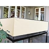 Timizi Balkonbespannung 100x900cm, Undurchsichtig Balkonumspannung Wind- und Wasserfest UV-Beständig Seitensichtschutz für Balkon und Terrasse Garten. - Beige