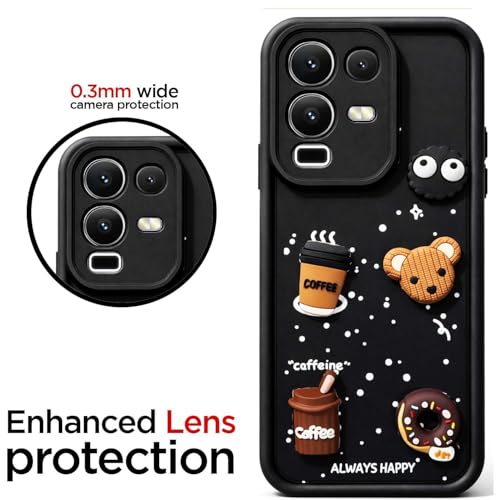 Image of Bintage Cute Fun Taddy| 3D Ball Bear| Donut| Coffee Rubber Case Camera Protection Back Cover Compatible for Infinix Note 50x 5G (6.67) - Black