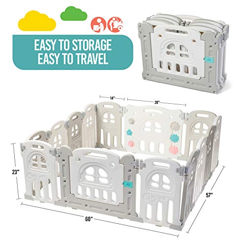 image for Play22 Foldable Baby Playpen 14 Panel - Kids Safety Activity Play Cent