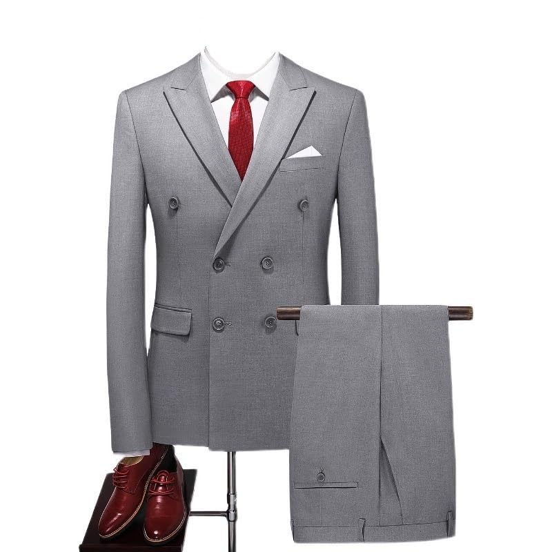 Men's Tuxedo Suit 2 Piece Slim Fit Pants Formal Outfit for Wedding Party Prom Business Office Event(Gray,XXX-Large)