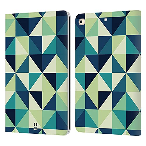 Étui portefeuille en cuir compatible Apple iPad 9.7 2017 2018 motif triangles