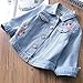ASHER FASHION Girls Kids Denim Jacket Toddler Retro Floral Embroidered Long Sleeve Button Down Jean Jacket Coat Outwear