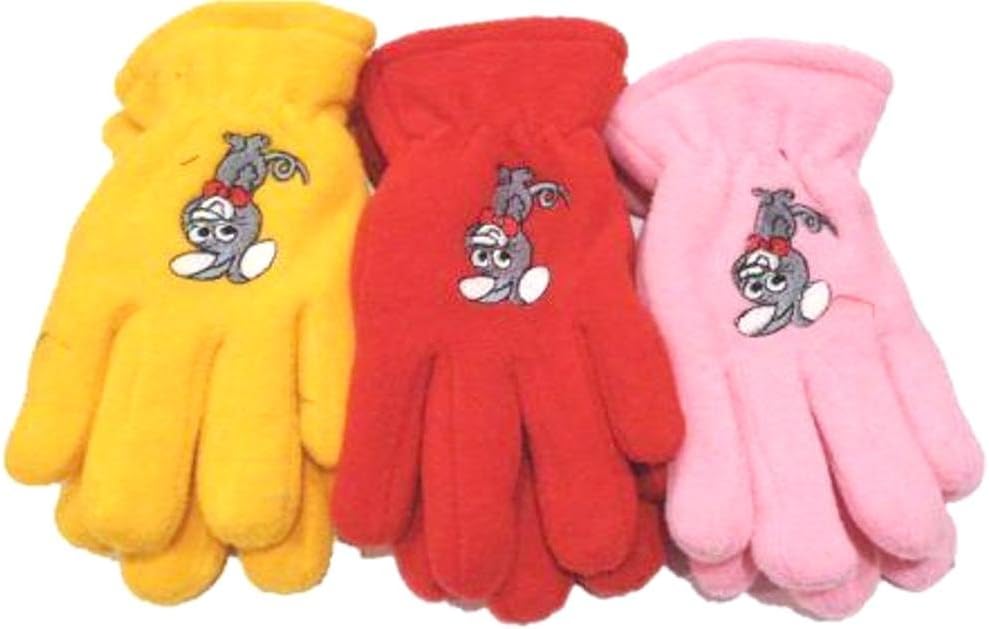 Three Pairs Fleece Very Warm One Size Gloves for Children Ages 3-6 Years