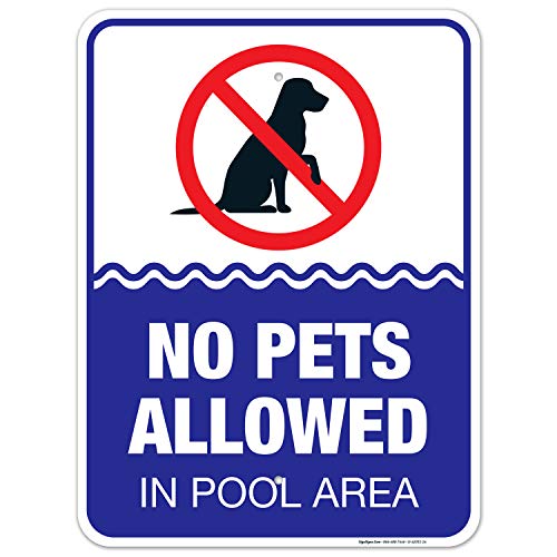 Cartel de aluminio 18x24 pulgadas No mascotas en piscina miniatura 1