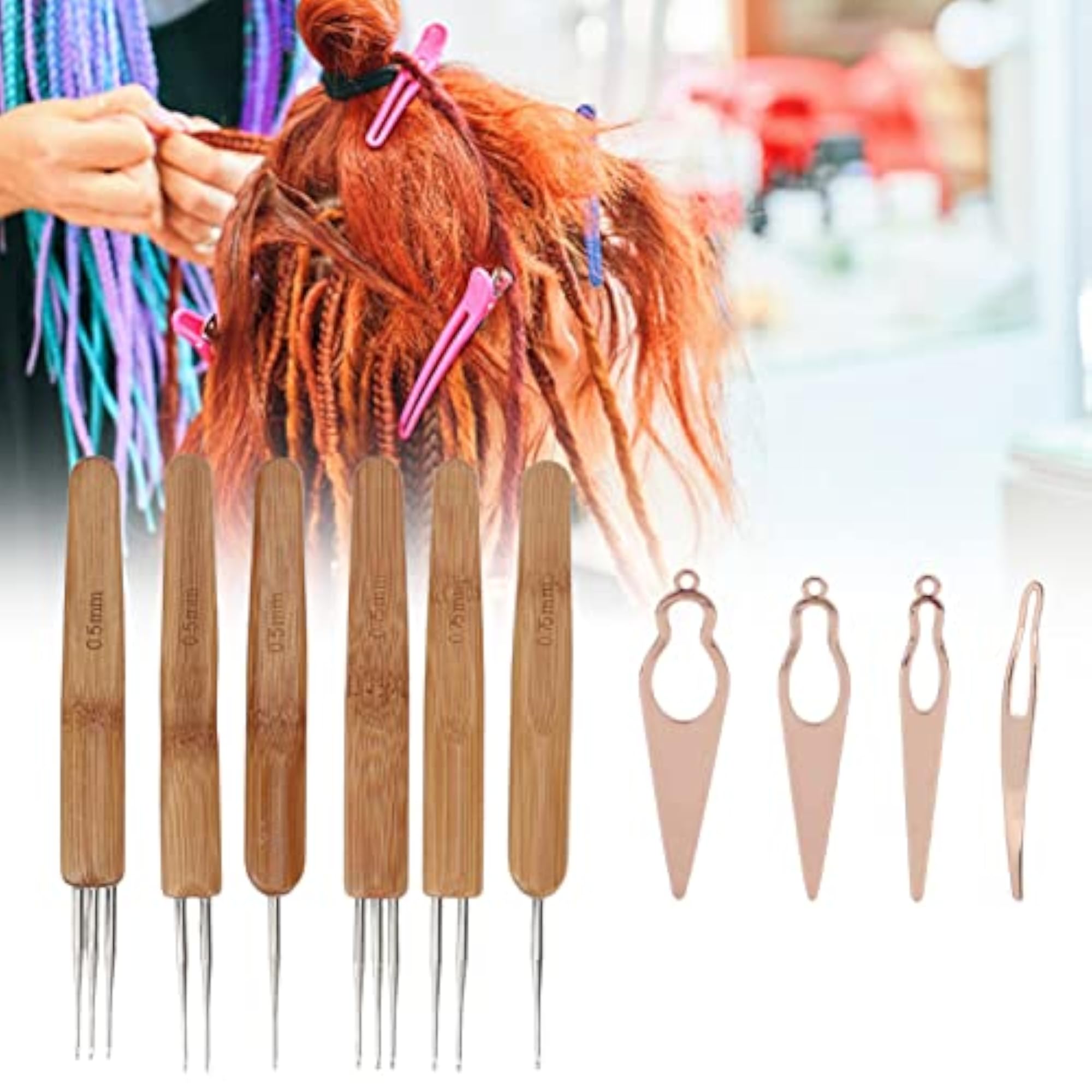 Dreadlocks Crochet Hook, Bamboo Handle Dreadlocks Tool Set