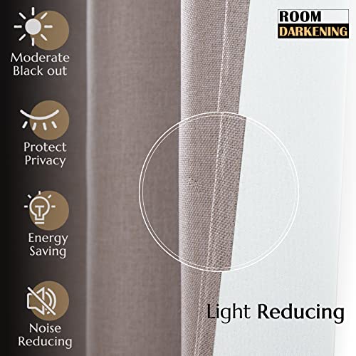 Vangao Curtains for Bedroom, Linen Textured Curtains 84 Inch Length 2 Panels Set, Room Darkening Drapes for Living Room, Grommet Top Window Treatments, Taupe