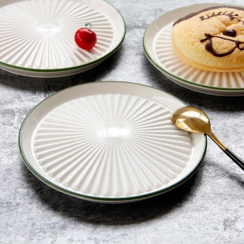 getuse Assiette ronde en céramique - 16,5 cm - Passe au lave-vaisselle et au micro-ondes - Blanc