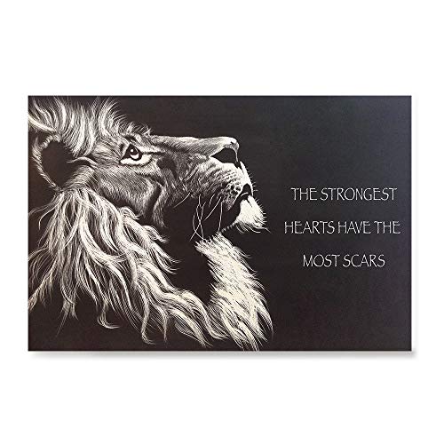 Ezposterprints - Most Popular Lion Theme Quote Posters - Power Strength Brave Beast Motivational Quotes Poster Printing - Wall Art Print for Home Office - Scars - 36X24 Inches